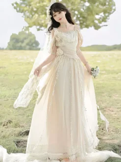 Fairy Lolita Dresses White Flower Lolita Tea Party Prom Dress