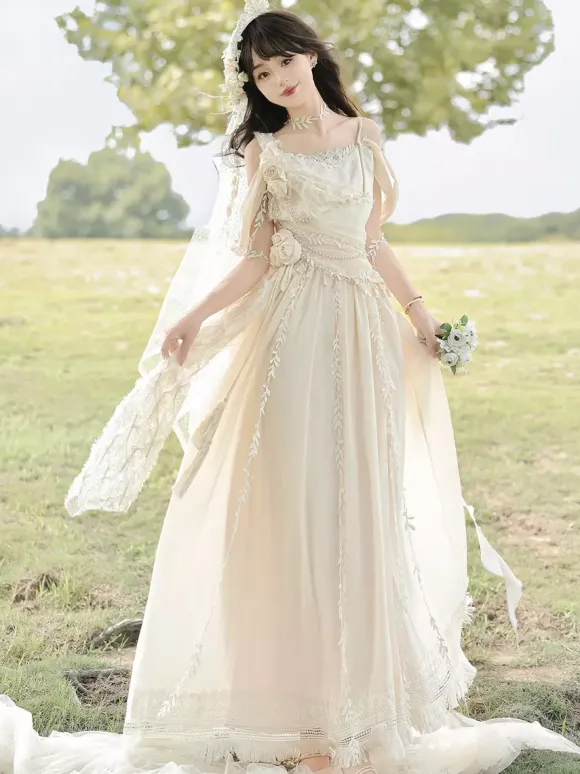 Fairy Lolita Dresses White Flower Lolita Tea Party Prom Dress