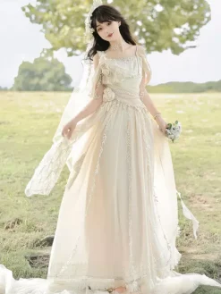 Fairy Lolita Dresses White Flower Lolita Tea Party Prom Dress