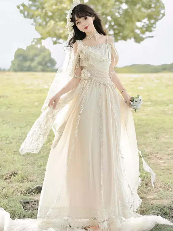 Fairy Lolita Dresses White Flower Lolita Tea Party Prom Dress