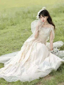 Fairy Lolita Dresses White Flower Lolita Tea Party Prom Dress