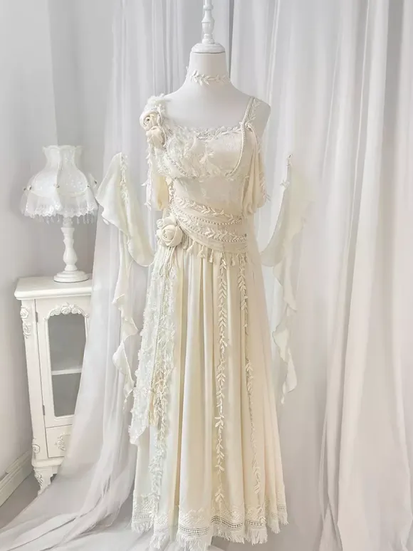 Fairy Lolita Dresses White Flower Lolita Tea Party Prom Dress