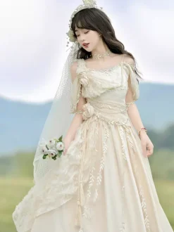 Fairy Lolita Dresses White Flower Lolita Tea Party Prom Dress