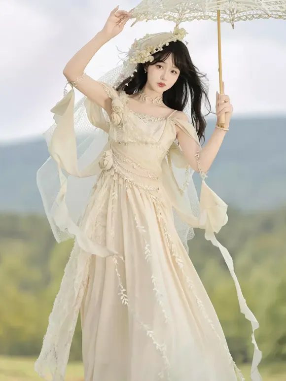Fairy Lolita Dresses White Flower Lolita Tea Party Prom Dress