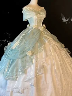 Fairy Lolita Dress Off The Shoulder Bow Lace Floor Length Lolita Dress