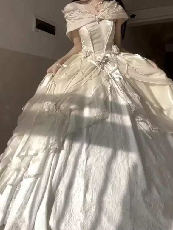 Fairy Lolita Dress Off The Shoulder Bow Lace Floor Length Lolita Dress