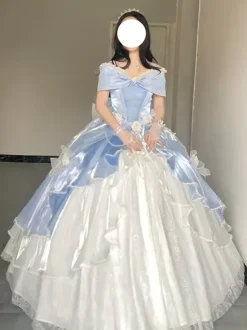 Fairy Lolita Dress Off The Shoulder Bow Lace Floor Length Lolita Dress