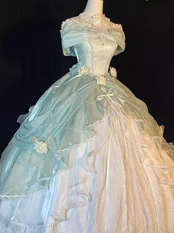 Fairy Lolita Dress Off The Shoulder Bow Lace Floor Length Lolita Dress
