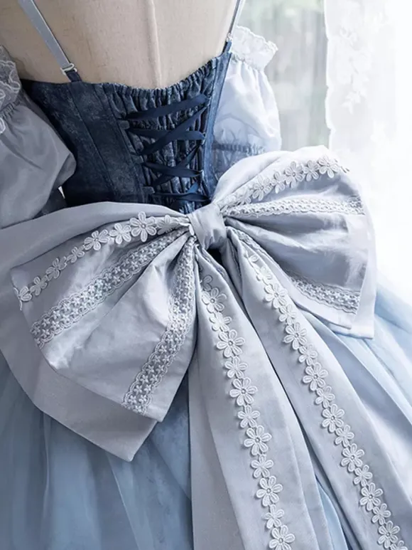 Fairy Lolita Dress Spaghetti Halter Corset Floor Length Lace Lolita Dress