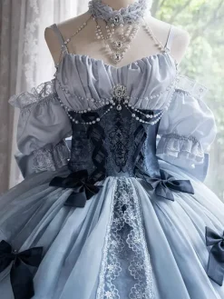 Fairy Lolita Dress Spaghetti Halter Corset Floor Length Lace Lolita Dress