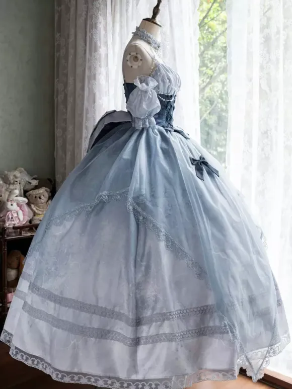 Fairy Lolita Dress Spaghetti Halter Corset Floor Length Lace Lolita Dress