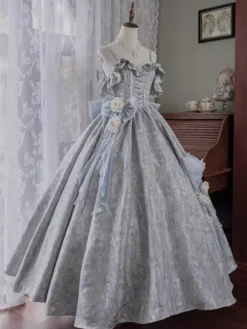 Fairy Lolita Dress Spaghetti Flower Classic Purple Ruffles Off The Shoulder Prom Lolita Dress