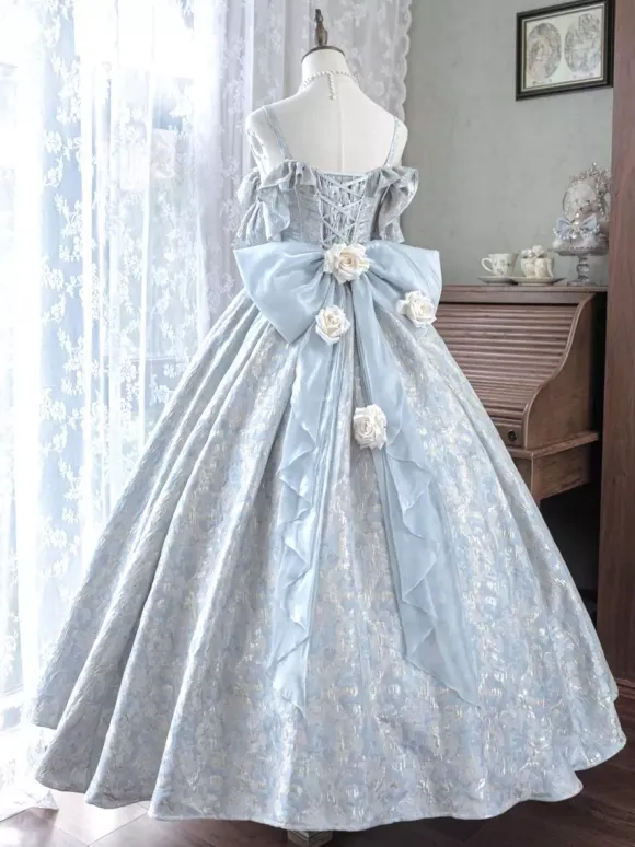 Fairy Lolita Dress Spaghetti Flower Classic Purple Ruffles Off The Shoulder Prom Lolita Dress