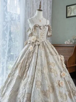 Fairy Lolita Dress Spaghetti Flower Classic Purple Ruffles Off The Shoulder Prom Lolita Dress