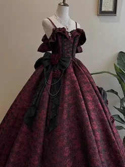 Fairy Lolita Dress Spaghetti Flower Classic Purple Ruffles Off The Shoulder Prom Lolita Dress