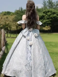Fairy Lolita Dress Spaghetti Flower Classic Purple Ruffles Off The Shoulder Prom Lolita Dress