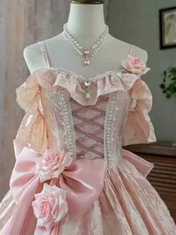 Fairy Lolita Dress Spaghetti Flower Classic Purple Ruffles Off The Shoulder Prom Lolita Dress