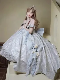 Fairy Lolita Dress Spaghetti Flower Classic Purple Ruffles Off The Shoulder Prom Lolita Dress