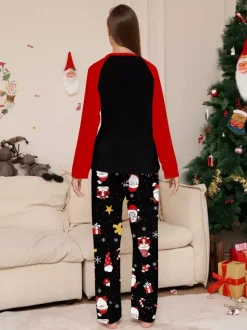 Family Matching Christmas Pajamas Santa Claus Print Sleepwear For Women 2026