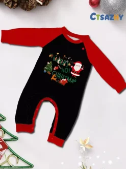 Family Matching Christmas Pajamas Santa Claus Print Sleepwear For Women 2026