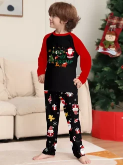 Family Matching Christmas Pajamas Santa Claus Print Sleepwear For Women 2026