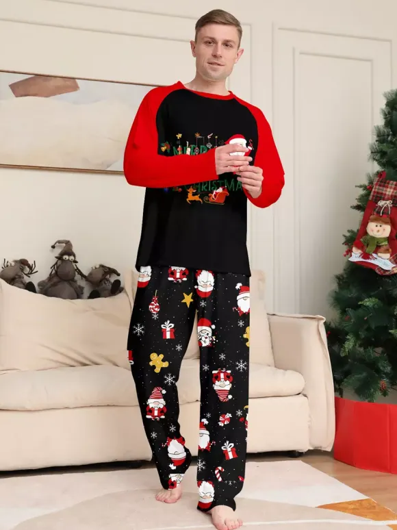 Family Matching Christmas Pajamas Santa Claus Print Sleepwear For Women 2026