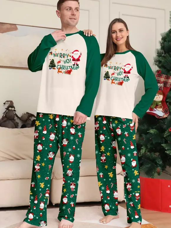 Family Matching Christmas Pajamas Santa Claus Print Sleepwear For Women 2026