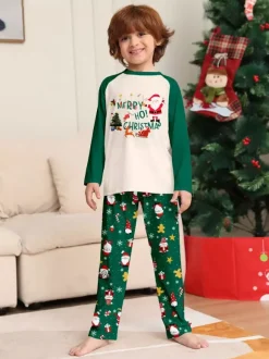 Family Matching Christmas Pajamas Santa Claus Print Sleepwear For Women 2026