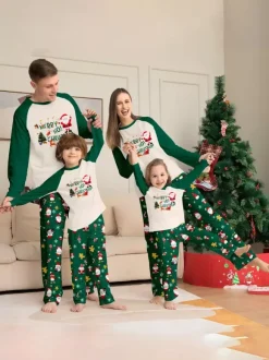 Family Matching Christmas Pajamas Santa Claus Print Sleepwear For Women 2026