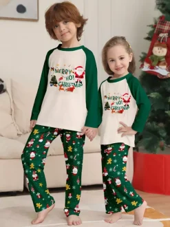 Family Matching Christmas Pajamas Santa Claus Print Sleepwear For Women 2026