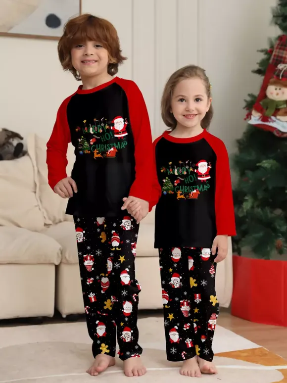 Family Matching Christmas Pajamas Santa Claus Print Sleepwear For Women 2026