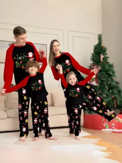 Family Matching Christmas Pajamas Santa Claus Print Sleepwear For Women 2026
