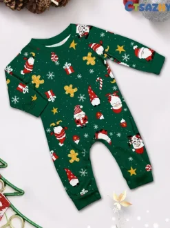 Family Matching Christmas Pajamas Santa Claus Print Sleepwear For Women 2026