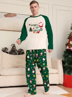 Family Matching Christmas Pajamas Santa Claus Print Sleepwear For Women 2026