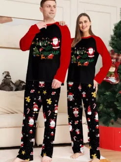Family Matching Christmas Pajamas Santa Claus Print Sleepwear For Women 2026