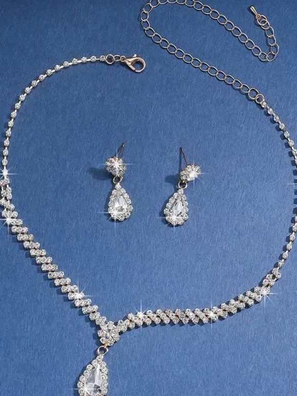 Fashion Wedding Jewelry Set Chic Metal Cubic Zirconia