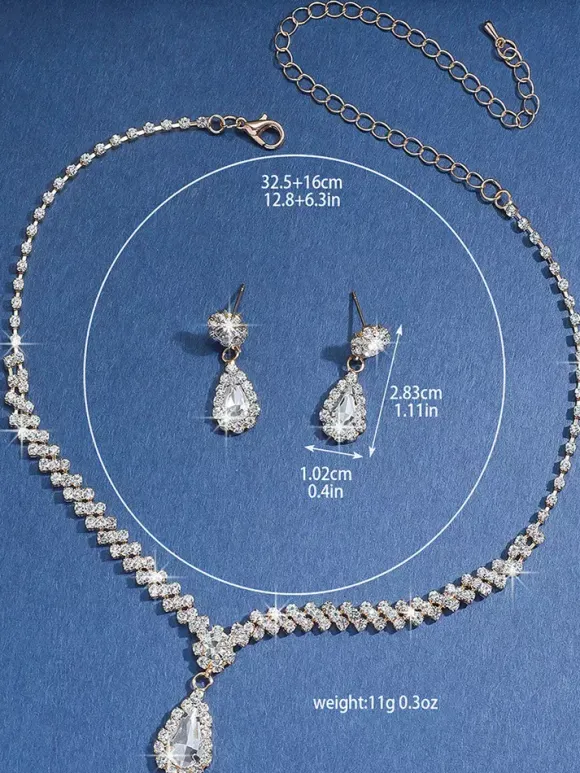 Fashion Wedding Jewelry Set Chic Metal Cubic Zirconia