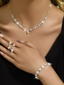 Fashion Wedding Jewelry Set Beautiful Metal Diamond