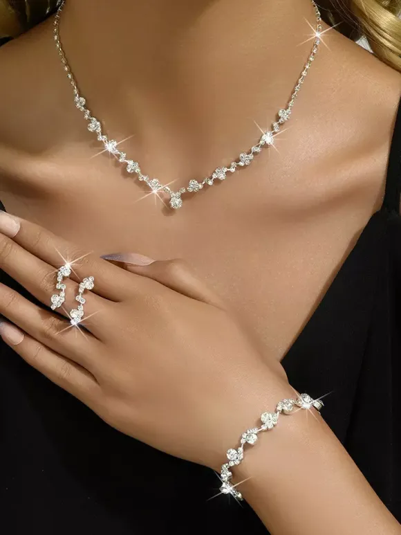 Fashion Wedding Jewelry Set Beautiful Metal Diamond