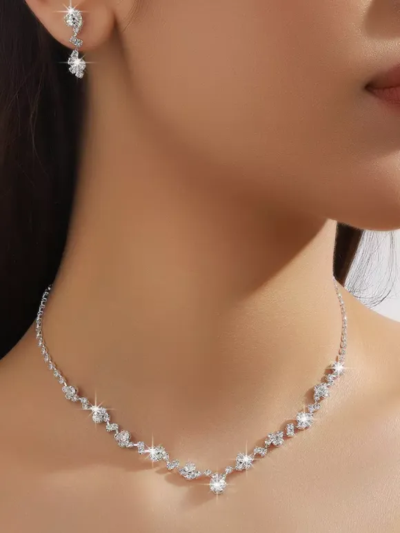 Fashion Wedding Jewelry Set Beautiful Metal Diamond