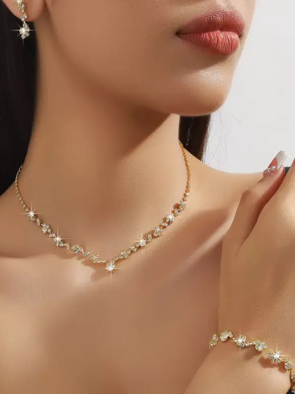 Fashion Wedding Jewelry Set Beautiful Metal Diamond