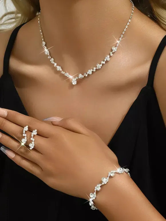 Fashion Wedding Jewelry Set Beautiful Metal Diamond