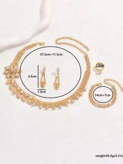 Fashion Wedding Jewelry Set Attractive Diamond Pierced Metal