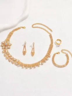 Fashion Wedding Jewelry Set Attractive Diamond Pierced Metal