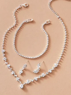Fashion Wedding Jewelry Set Chic Rhinestone Rhinestone