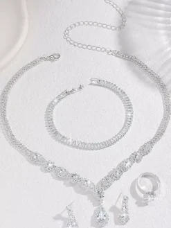 Fashion Wedding Jewelry Set Chic Metal Diamond