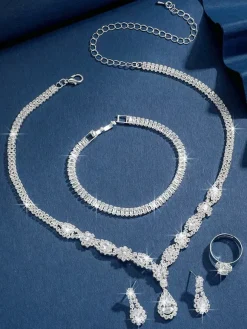 Fashion Wedding Jewelry Set Chic Metal Diamond