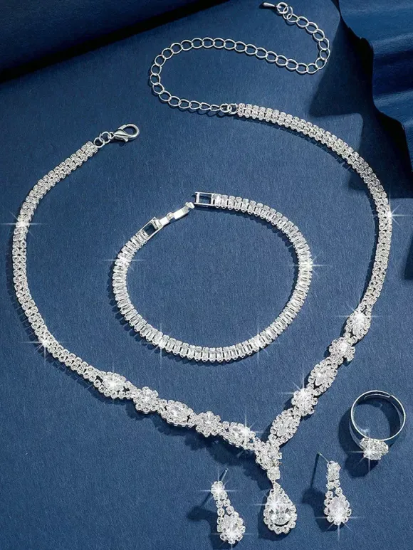 Fashion Wedding Jewelry Set Chic Metal Diamond
