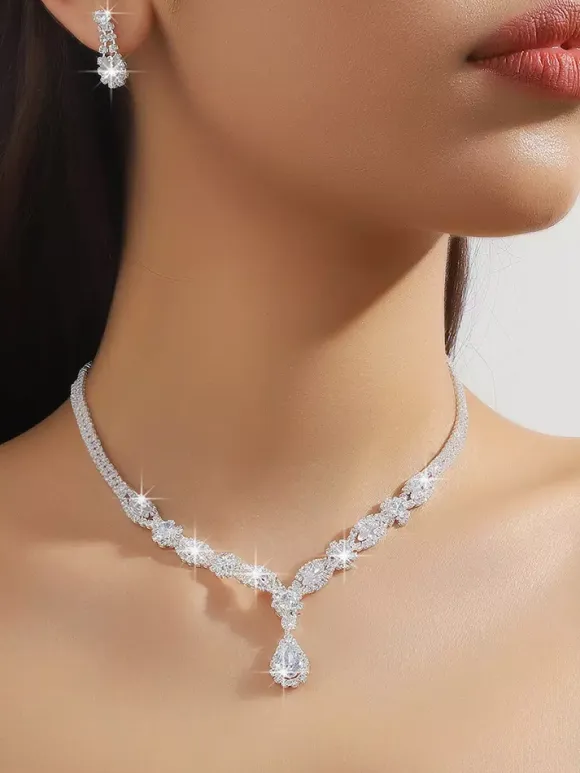 Fashion Wedding Jewelry Set Chic Metal Diamond