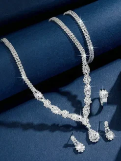 Fashion Wedding Jewelry Set Chic Metal Diamond
